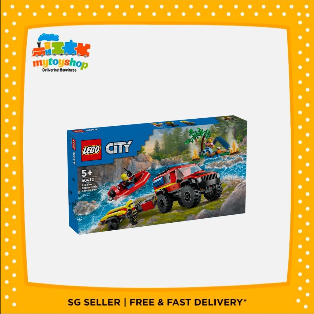 LEGO 60412 City 4x4 Fire Truck with Rescue Boat My Toy Shop