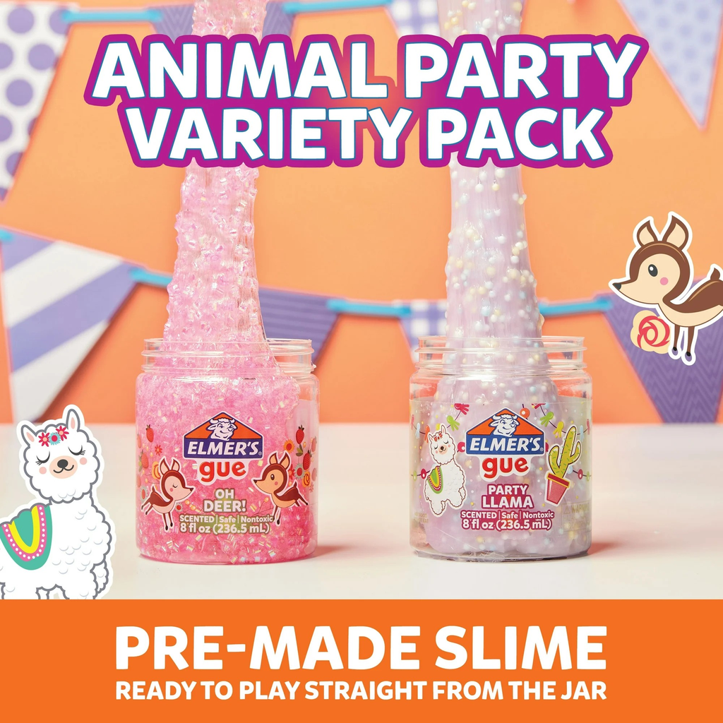 Elmers Gue Pre-made Slime Animal Party Variety Pack