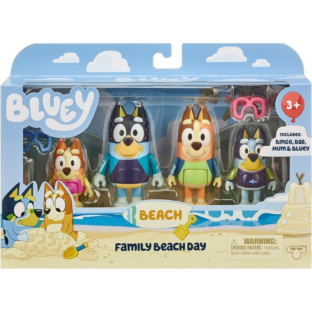 BLUEY Beach Family Beach Day Figure 4 Pack