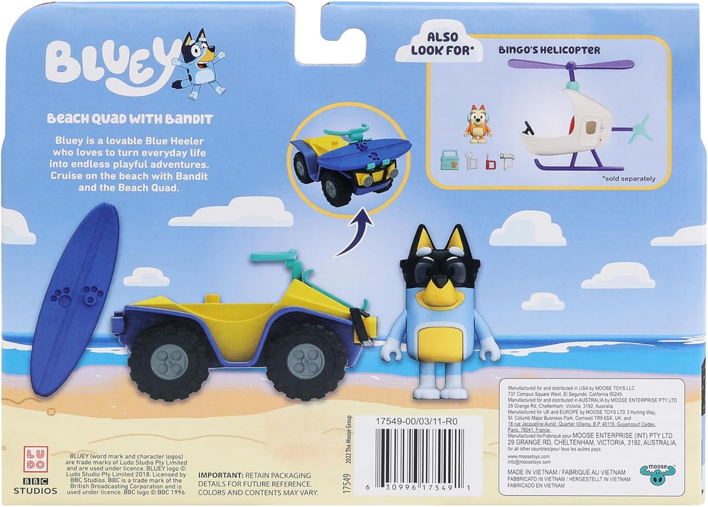 BLUEY Figure n Vehicle Pck Beach Quad With Bandit