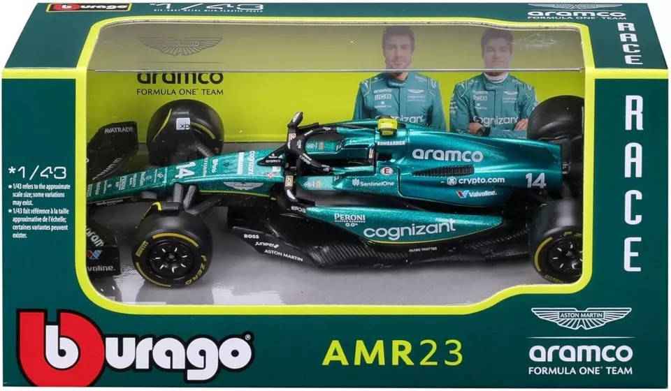 Bburago 1:43 Aston Martin Aramco F1 Team AMR23 #14 Fernando Alonso