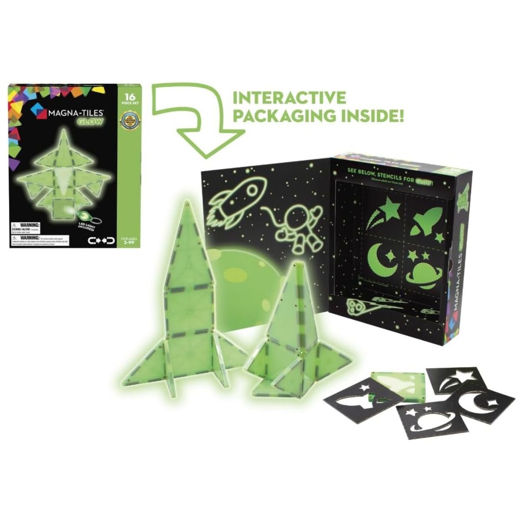 Magna Tiles Glow 16 Piece Set (LED light included)