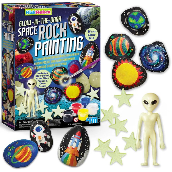 4M KidzMaker Glow in the Dark Space Rock Painting Kit