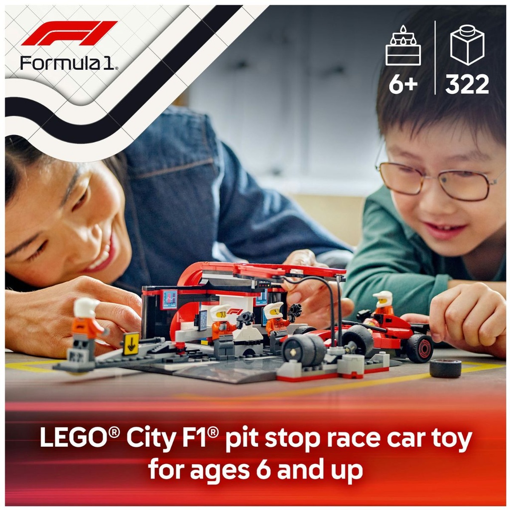 LEGO 60443 City F1 Pit Stop n Pit Crew with Ferrari Car