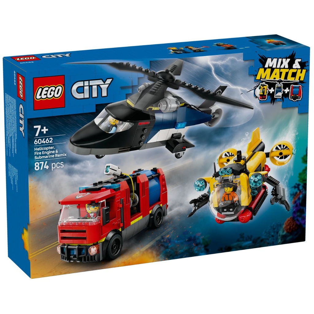 LEGO 60462 City Helicopter, Fire Truck n Submarine Remix