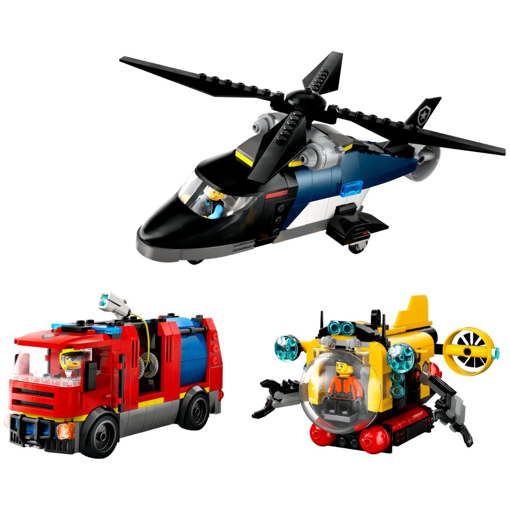 LEGO 60462 City Helicopter, Fire Truck n Submarine Remix