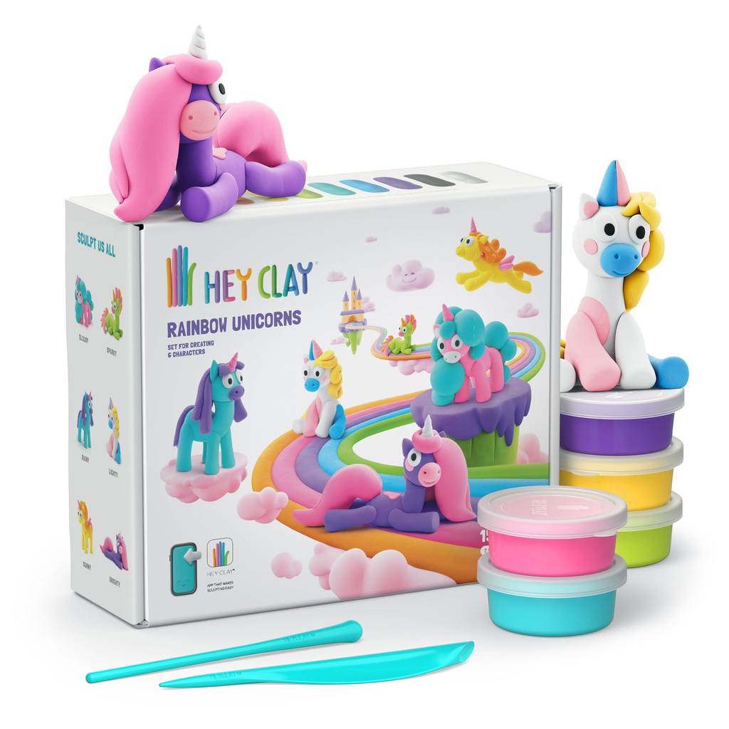 Hey Clay Rainbow Unicorns Large Set