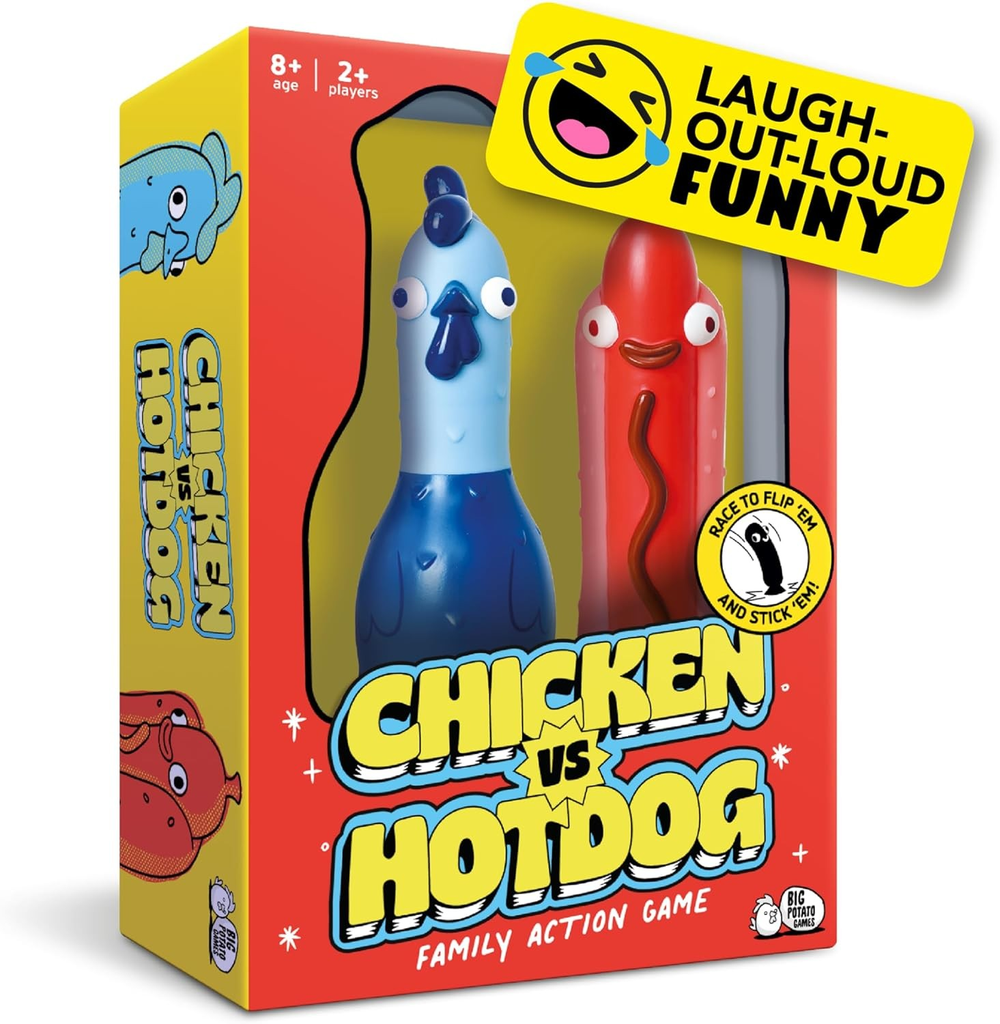 Chicken vs Hotdog Flip and Stick Party Game