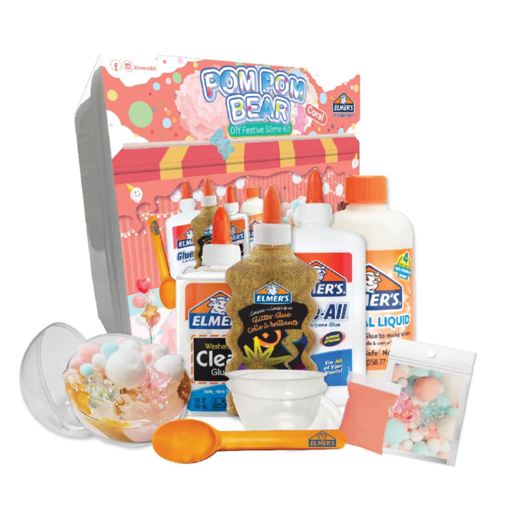 Elmers Pom Pom Bear Coral DIY Kit