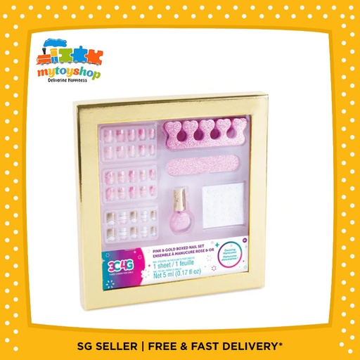 3C4G Pink &amp; Gold Boxed Nail Set
