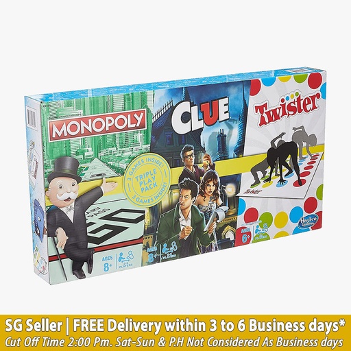 Hasbro Gaming Triple Play Pack (Monopoly, Clue, and Twister )