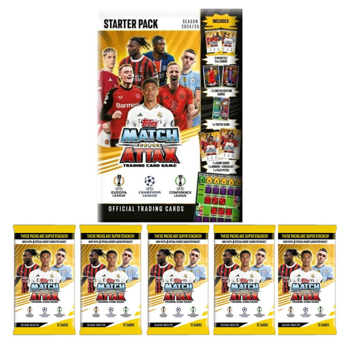 TOPPS Match Attax UCL 2024/2025 Starter Pack + 5 Boosters Bundle