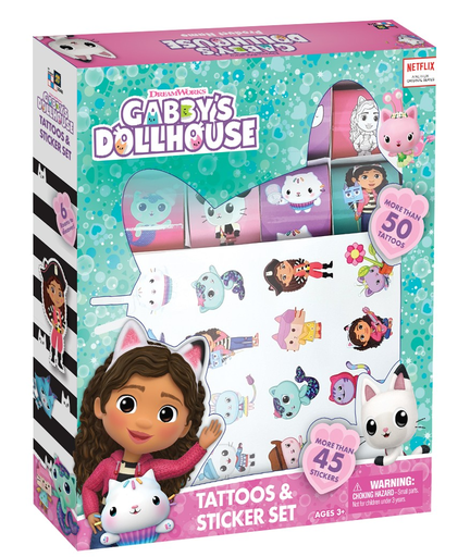 Gabby's Dollhouse Tattoos &amp; Sticker Set