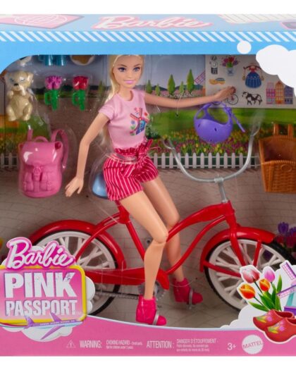 Barbie Pink Passport Holland Doll n Bike Playset