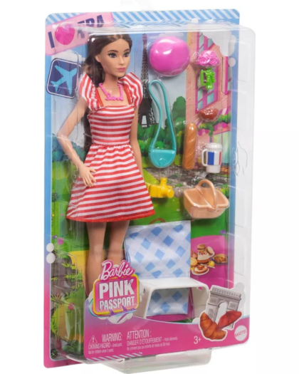 Barbie Pink Passport Paris Doll Set