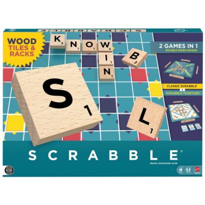 Mattel Games Scrabble Board Game Wood Tiles
