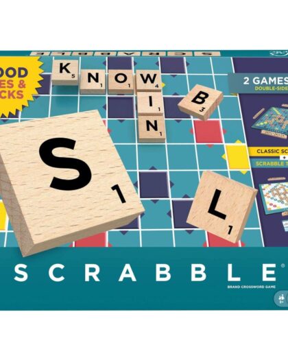 Mattel Games Scrabble Board Game Wood Tiles