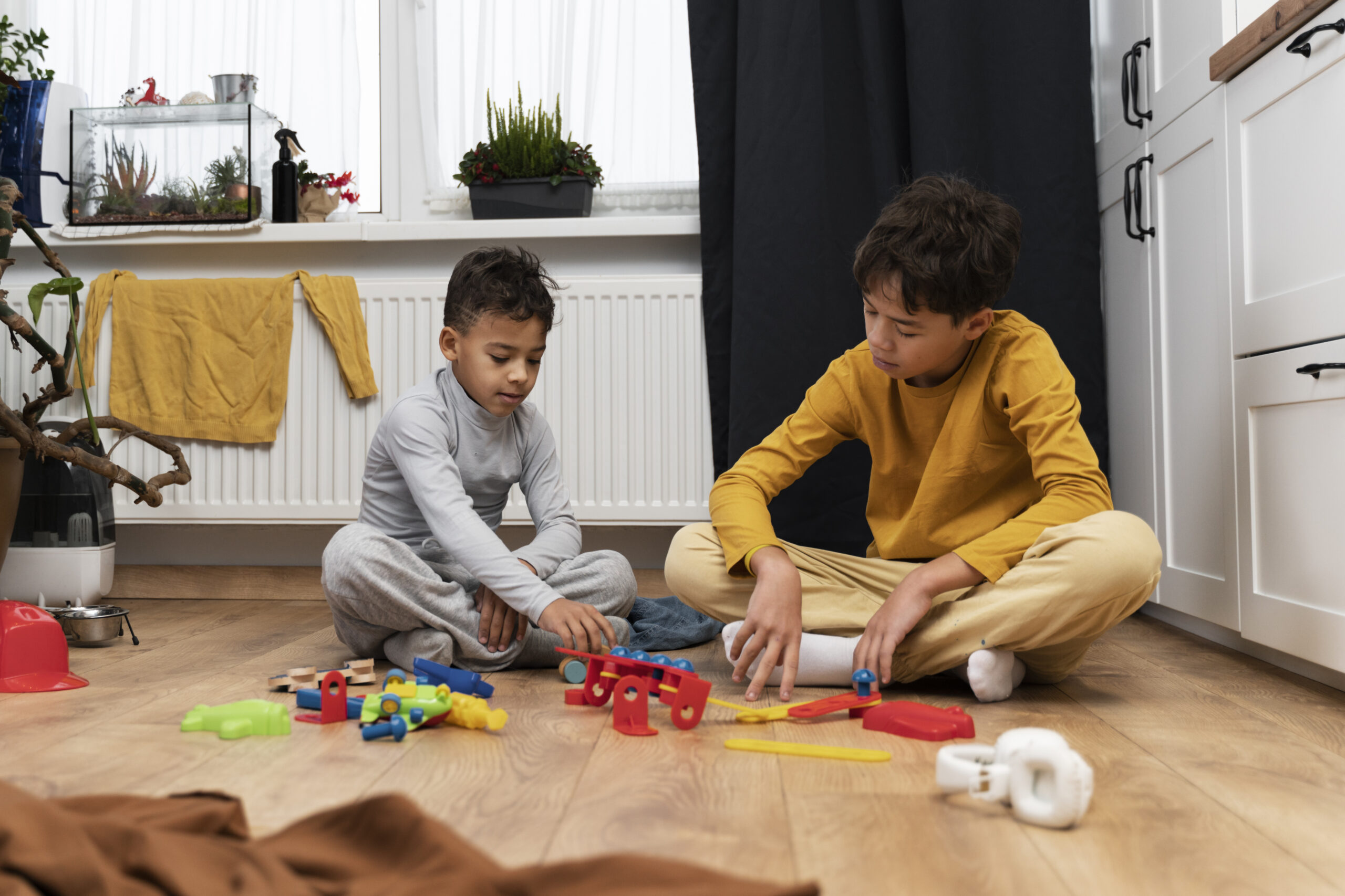 Children using educational toys to build daily focus habits before school in Singapore, encouraging creativity, concentration, and early learning with MyToyShop.