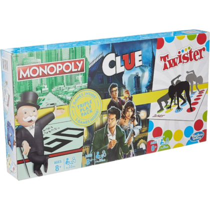 Hasbro Gaming Triple Play Pack (Monopoly, Clue, and Twister )